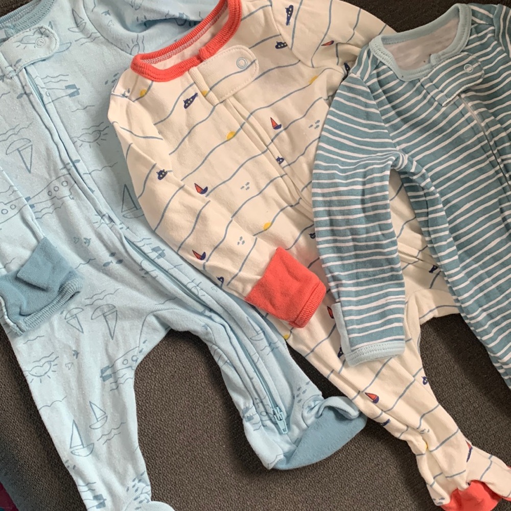 Cloud island 3 pack footie with mitten cuffs